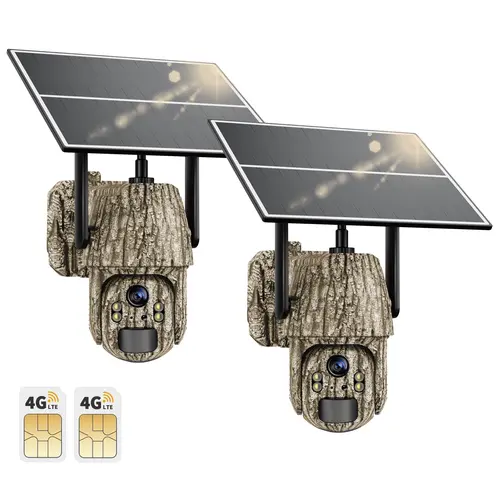 3rd Gen 4G LTE Solar Outdoor Wildlife Trail Camera, 360° Pan-Tilt, 2-Kilometer Color Night Vision Hunting Gear, 300MB Cellular Data for Verizon AT&T T-Mobile Networks (Subscribe for Unlimited Data)