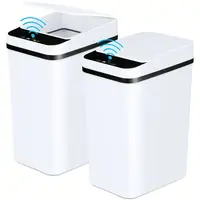 2 Pack 2.2 Gallon Trash Can for Bathroom, Automatic Motion Touchless Sensor Smart Garbage Can, Slim Waterproof Small Trash Bin for Bedroom, Living Room, Office, Kitchen, White garbage, Black garbage Storage Container Household