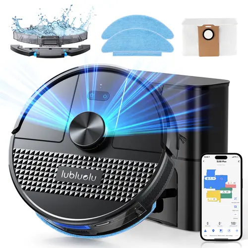 Lubluelu SL68 Plus Robot Vacuum and Mop with Auto-Empty Dock, 5500Pa Deep Lift Suction, 3L 60-Day Dustbin, LiDAR Navigation, Alexa & App Control, Anti-Leak Water Tank, Hands-Free Cleaning for Pet Hair & Floors