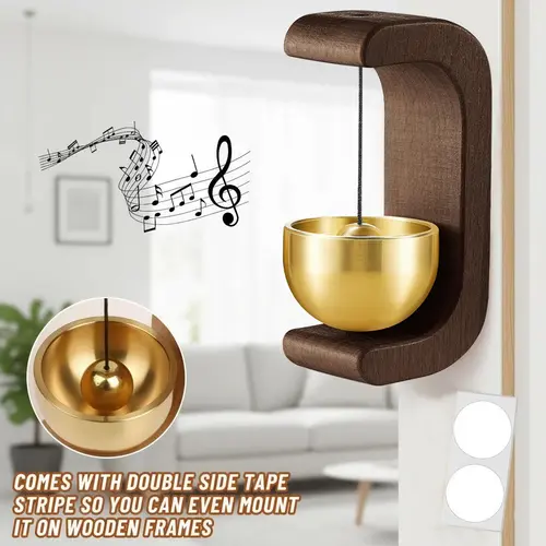 Magnetic Wind Chime Bell Solid Wood Suction Mount Vintage Style Wind Chime Entry Door Decor Home Wall Easy Install No Drill Hanging Ornament sohochic