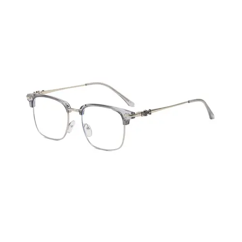 ShineThru Unisex Semi Frame Eyeglasses - 1-Pair Rectangle Browline, Polycarbonate-Metal Frame, Blue Light Blocking Anti-Radiation Non-Prescription Lenses, Eye Fashion Accessory for Daily Wear & Study