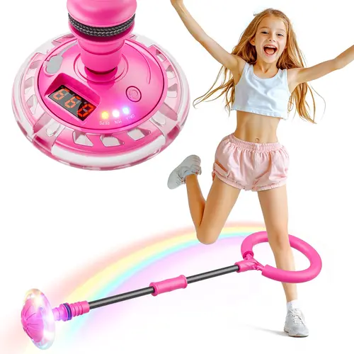 Flooyes Skip Ball for Kids, Ankle Skip Ball Toy with Counter, Rechargeable Colorful Flash Wheel Swing Ball, Sports Fitness Toys for Age 6 7 8 9 10+ Kids