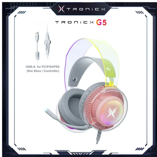 [Back to School] TAGRY TRONICX G5 Wired Gaming Headset with 50mm Driver, ENC Microphone, USB Headset with 7.1 Surround Sound, Control Box for PS5/Switch in Dock Mode (Not Compatible with Xbox or Controller) for FPS Gamers tiktokshopbacktoschool, Headphone