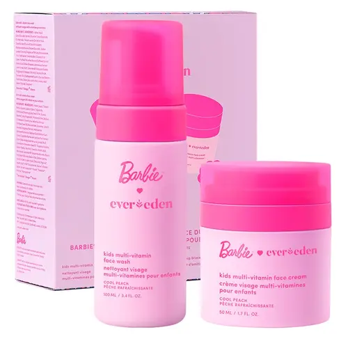 Barbie x Evereden Kids Happy Face Duo | Multi-Vitamin Face Wash + Face Cream | Limited Edition | Ages 3+