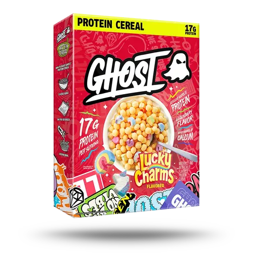 GHOST Protein Cereal, Marshmallows or Peanut Butter Flavor - Contains Lucky Charms Marshmallows or Crunchy Peanut Butter Cereal Puffs - 17G–18G Protein, Good Source of Calcium - Breakfast Cereal & Snack