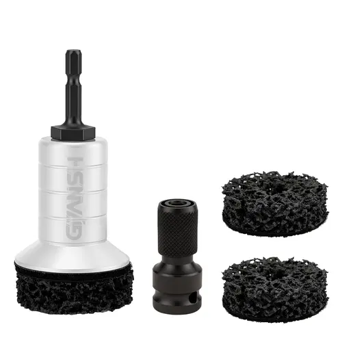 GJANSH Wheel Hub Cleaning Kit,Brake Hub Cleaning Kit Includes 3 Pads,Holder and Adapter,Fits Power Drill or 1/2" Impact Driven Wrenches fathersdaygift SnapFixMate