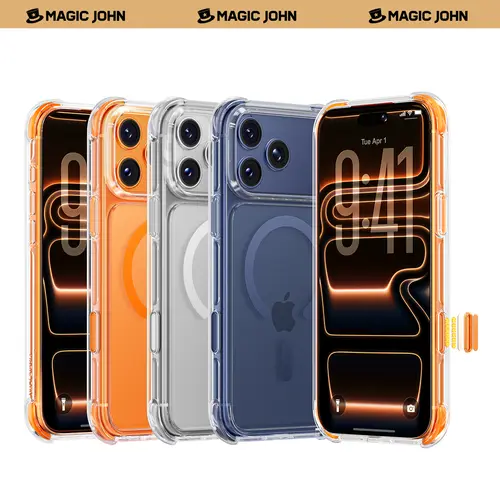 MAGICJOHN Shockproof Magnetic Smartphone Case for iPhone 17/17 Pro/17 Pro Max, Anti-Yellowing TPU-PC Case with Liquid Silicone Cushion, Anti-Slip Grip, Magsafe Compatible Handheld Device Wireless Protection,back to school,back to school haul