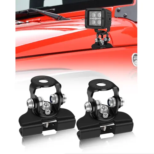 2-Piece Universal Adjustable Stainless Steel LED Light Bar Mounting Brackets - No-Drill A-Pillar/Hood Clamp Holder, Durable Hardware, Easy Installation, Protective, Shock Resistant, Universal Fit for Cars, Trucks, SUVs, Multiple Vehicles Accessories