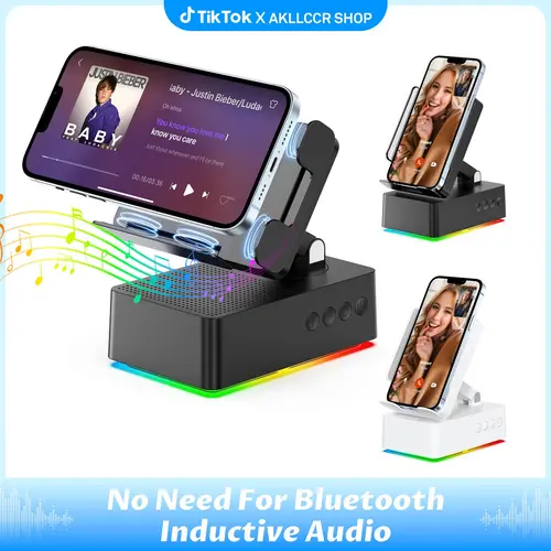 AKLLCCR Gen 2 Portable Battery-Powered Bluetooth Audio Speaker with 5.4 HD Surround Sound, IPX4 Waterproof, 300° Foldable Phone Stand, RGB LED Light, USB-C, Batteries, Music Setup for Friend Gifts, Portable Speakers