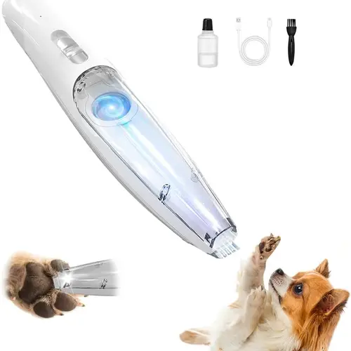 Dog Paw Trimmer with Powerful Suction Vacuum, Cordless Pet Grooming Kit with Hair Collection, LED Light, Low Noise, Small Dog Clippers for Face, Paws, Ears, Eyes, Feet