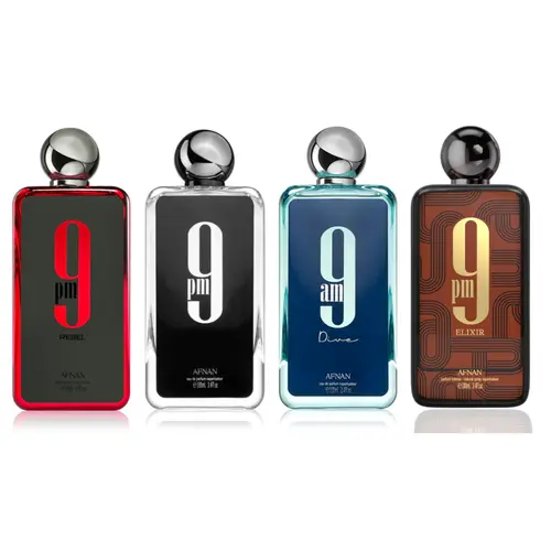 Afnan 9pm Elixir + 9am Dive + 9 PM + 9PM REBEL by Afnan perfumes | (Men) 3.4oz(100ml) - Fragrance Gift Bundle, Aromatic Citrusy Fragrance, Edp Perfume Spray