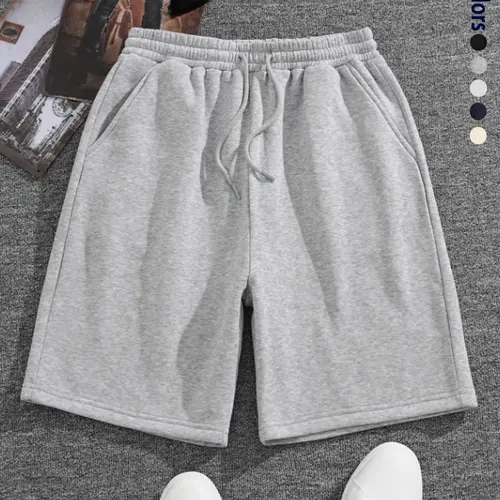 Men’s summer solid color loose casual shorts with side pockets; relaxed straight leg cut—ideal for street everyday wear, home leisure, jogging, and fitness.