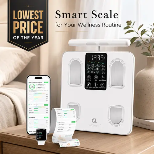 Arboleaf Smart Bathroom Scale for Body Weight 26 Metrics Full Body Composition Analyzer 8-Electrode High Precision Digital Scale with App Connectivity - Healthcare