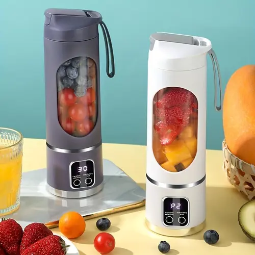 Digital Multimode Portable Blender Juicer - Smart LED Display, 450ml Diet-Friendly, USB Rechargeable, Compact Stainless Steel 10-Blade Motor, Cordless Handheld, Easy Clean, Blender for Shakes, Smoothie Maker, Ideal for Home & Travel