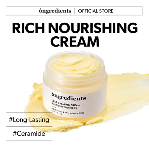 [Ongredients Official Shop] Deep Calming Cream, Daily Face Moisturizer for Dry, Sensitive Skin,  Centella Asiatica, Ceramide, Soothing, Skin Barrier, Hydrate, Moisturizing, Gentle Fragrance-Free, Korean Skincare 1.69 fl Oz