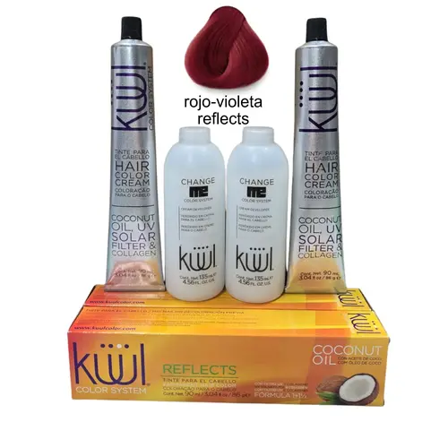 KUL Reflects Red-Violet Semi-Permanent Hair Color Kit, 2x90ml Tintes, 2x20 Vol 6% Cream Peroxides, Haircare with Colour Protection, Conditioning & Change Semi-Permanent Color System