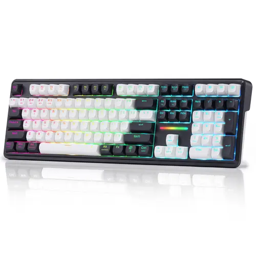 Redragon K745 PRO Wireless Gasket RGB Creamy Hot Swappable 108-Key Mechanical PC Gaming Keyboard for Gamers, 4 Extra Hotkeys, South-Facing LED Sockets, 5-Layer Noise Dampening, Round PBT Keycaps, Mint Mambo Switches, Abyssal Blue, PC Gaming Accessories