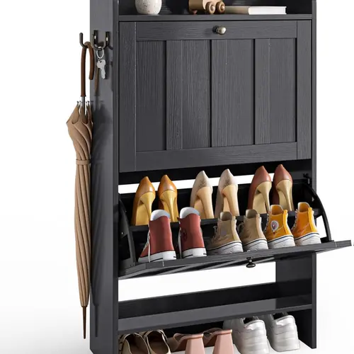 Gizoon Floor-Standing Shoe Rack Organizer - 2 Flip-Drawer Narrow Compartment Floor Cabinet, Dual-Compartment Shoe Storage for Entryway, Home Supplies Storage Holders & Racks,dorm essentials,home decor,dorm room inspo,college dorm essentials,dorm haul