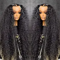 [Hot] Bling Hair 180 Density 13X6 HD Transparent Deep Wave Curly Human Hair Lace Frontal Wig 30 34 Inch 13X4 Lace Front Wigs For Black Women