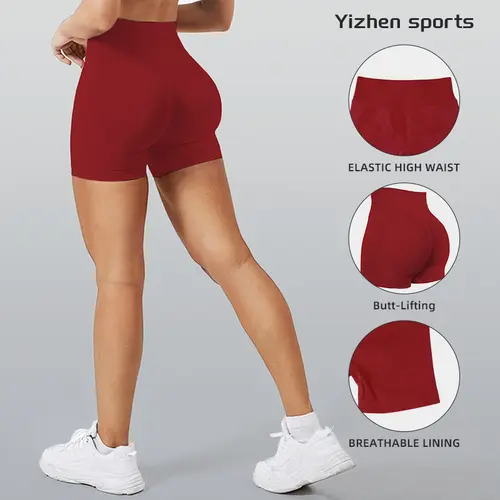 Yizhen Sports High Waist Women's Workout Impact Shorts Butt Lifting Elastic Waist Breathable Lining 4 Way Stretch Slim Fitting Seamless Design for Gym & Yoga outdoorfun,travel essentials,camping essentials