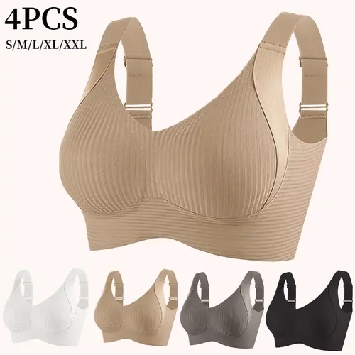 Esselegance Women Wirefree Bras for Women Full Coverage No Underwire Bras Comfortable Wireless Padded Bras EssElegance Push-Up Seamless Bra Set - Adjustable Straps & Wire-Free Support for Daily Wear, Ultra-Soft Breathable Fabric Womenswear