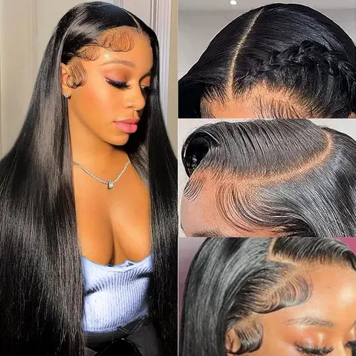 Straight 13x6 Lace Front Wigs Human Hair for Women 180% Pre Plucked Straight & Body Wave HD Lace Frontal Wigs Natural Black Color Medium Cap Size 22.5inch Glueless Wig
