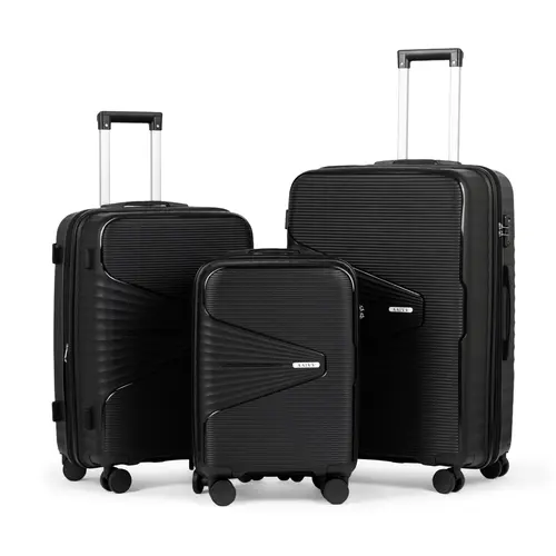 AAIVV Luggage Sets 3 Piece, TSA Lock Hardshell PP Travel Suitcase Set with Double Spinner Wheels, Durable Traveling Bag Luggage Sets (20/24/28in) Gift Back to School