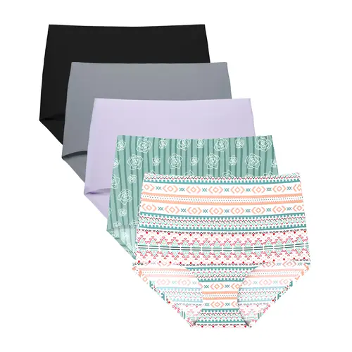 FallSweet 5-Pack Seamless Underwear for Women – High Waist No Show Briefs with Floral & Tribal Prints,S-3XL