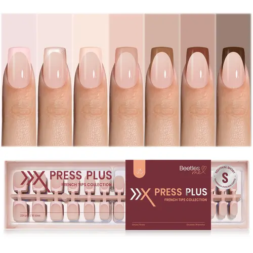 beetles Gel Polish Xpress-On Nails, 224 Pcs Short Square French Tip Kit, 7 Glitter & Nude Colors in 16 Sizes, Salon Quality Acrylics for Gel Nails at Home, Nail Ideas, Press On Nails Acrylic, Nail Pack, Nail Designs, Easy Nail Art