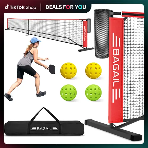 【BackToSchool】BAGAIL Portable Pickleball Net Set, 22 FT Regulation Size Pickle Ball Net with Ball Collector, Carry Bag, Easy Setup for Outdoor Indoor Driveway family sport Training Equipment Baseball Bat