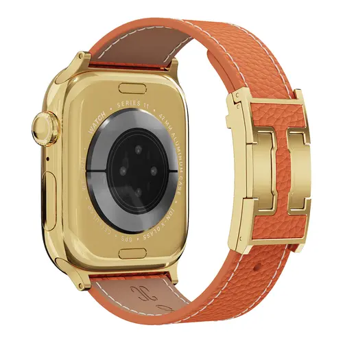 CRAZYGRASS Magnetic Leather Smart Watch Strap, 38mm-49mm Lychee Pattern Breathable Women's Band, 160-210mm Square Face Fit, Compatible with Series 11-1/SE/SE2, All-Scenario Ready Wearable Accessories [WATCH NOT INCLUDED]