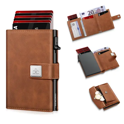 Men's Ultra-Thin RFID Blocking Wallet, Credit Card Holder, Credit Card Organizer, Pop-Up Card Slots, Metal Aluminum Alloy Design, Business Style, Ideal Gift, Wallet Cards Storage, Rfid Theft Proof