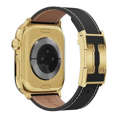 CRAZYGRASS Lychee Grain Leather Magnetic Closure Adjustable Smart Watch Strap, Accessories for 38mm to 49mm Square Smartwatches, Mother's Day Gift [WATCH NOT INCLUDED]