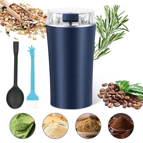 300W Electric Coffee Grinder - Stainless Steel 110V Plug 100g Coffee Bar Accessory, Compact Portable Kitchen Tool for Beans, Spices, Herbs/Nuts, Ultra-Fine Powder Food Processor Mixer