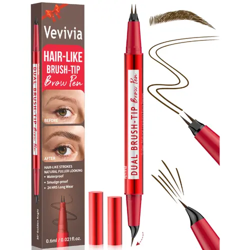 Vevivia Eyebrow Pencils for Women - Eyebrow Pen with Dual-Brush-Tip & Curved Tip for Natural Fuller-Looking Brows, Precise Hair-Like Strokes for All Brow Types, Last All-Day Brow Makeup,#SohoChic