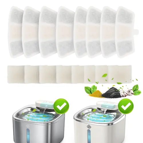 8pcs Replacement Filters for 3.5L Wireless Cat Water Fountain Summervibes Petlovers
