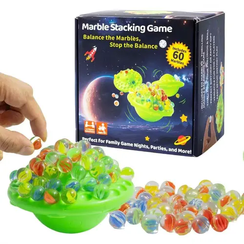 Summervibes Flying Saucer Marble Balance Game – Colorful Stacking Disk Swing Ball Toy Deals for You Days