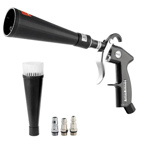 【toolupgrade】VEVOR Portable Aluminum High-Pressure Car Cleaning Air Blow Gun Tool, 6-9.2 Bar, 2 Sets of Nozzles, 360° Rotating Nozzle, 1/4 NPT Connectors, Air Compressor Compatible, for Car Interiors/Exterior Deep Clean (Father's Day Gift Option)