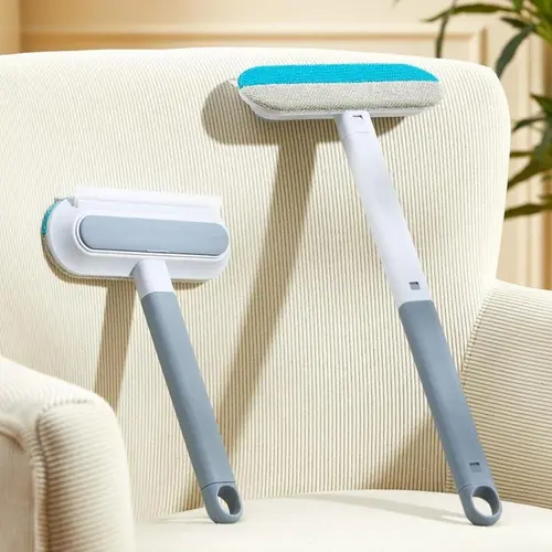 4-in-1 Pet Hair Remover for Dog & Cat Fur - Reusable Long Handle Lint Remover Brush for Carpet, Fabric Couch & Furniture.Clothing, Bedding,Pet Hair Remover for Furniture - Static Fur Remover with Squeegee & Detail Brush