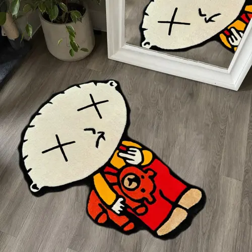 Creative Cartoon Irregular-Design Decorative Fluffy Bedroom Rug for Bedroom and Living Room, Home Decor Accessory and Festival Gift Idea, Fuzzy Decorative Rug, Cozy Decorative Rug