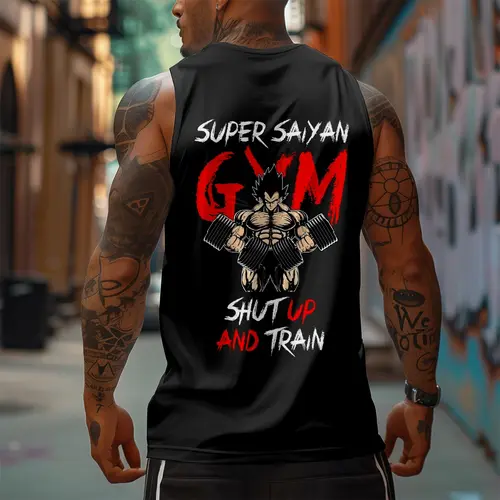 Dragon Ball DBZ GYM Unisex Summer outfits men streetwear 80s 90s graphic tees cotton Anime tank tops men gifts