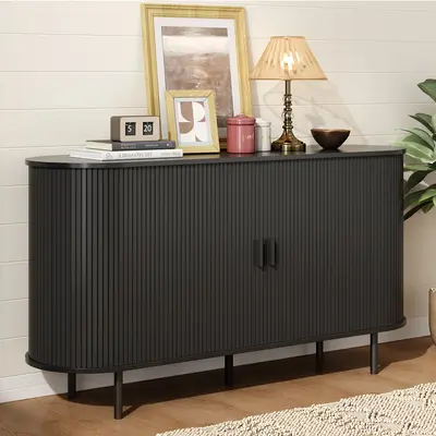 【SummerFinds】ONBRILL 40/55'' Fluted Sideboard Storage Cabinet With Doors And Shelves - Credenza Storage Cabinet For Office, Bedroom Storage Cabinet, Hallway Storage Cabinet, Console Storage Cabinet