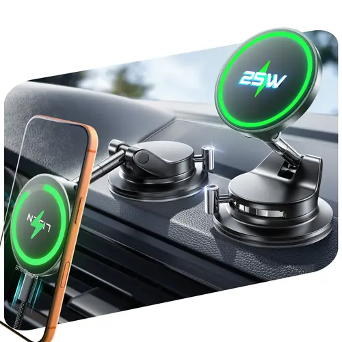 LISEN Vacuum Magnetic Phone Charger, [SuctionPro] 25W Wireless Car Charger, Suction Cup Phone Holder,360° Vacuum Magnetic Phone Holder for iPhone 17 Pro Max Air 17-12,Samsung S25 with MagSafe Case