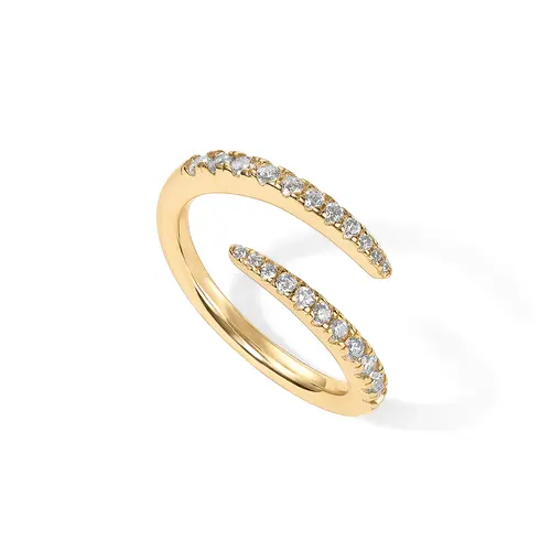 PAVOI 14K Gold Plated Cubic Zirconia Open Twist Eternity Band for Women
