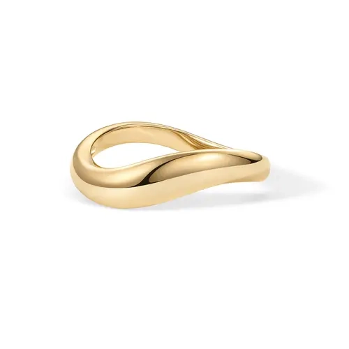 PAVOI 14K Gold Plated Wavy Stackable Ring for Women - Twisted Wave Band - Delicate Eternity Rings
