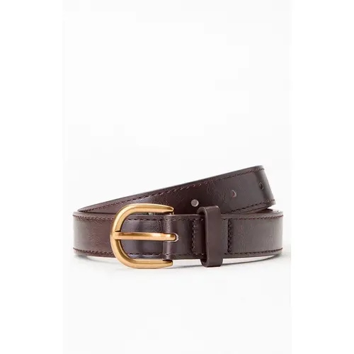 John Galt Women's Faux Leather Buckle Belt