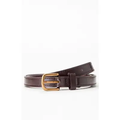 John Galt Women's Faux Leather Skinny Buckle Belt