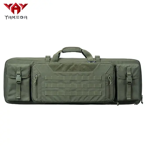 YAKEDA KF-105B Tactical Gun Bag - Solid Olive Green Utility Case with MOLLE Straps, Side Pockets, Portable Gun Storage for Outdoor Hunting Gear & Enthusiasts, Tactical Equipment, Quick Gear Grab