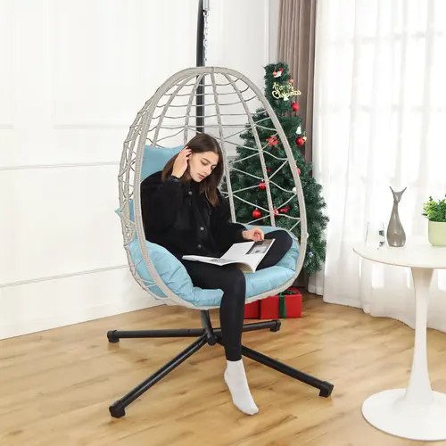 【Summergarden】Indoor & Outdoor Rattan Egg Chair with Skin-Friendly Cushion - Nordic Style Home Leisure Seat for Living Room & Balcony