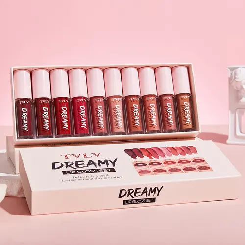 10pcs Waterproof Matte Lipstick & Lip Gloss Tint Set - Long-Lasting, Easy-Coloring, Transfer-Proof Makeup Products with Lip Care, Ideal for Daily & Special Occasions Cosmetic Kit